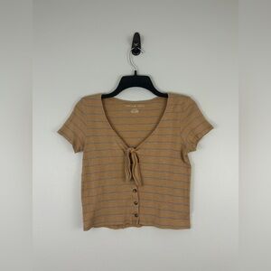 American Eagle Tie Front Striped Crop Top